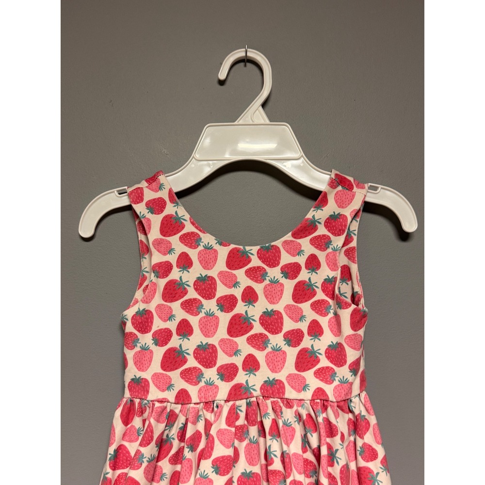 Ollie Jay Girls Pink Strawberry Print Sleeveless Twirl Dress Size 5 Summer Soft - Picture 3 of 6